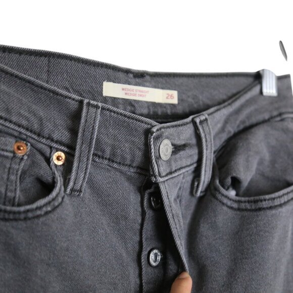 Levi's Wedgie Straight - Cosmic Comet Grey Denim Jeans Size 26 - Picture 4 of 7